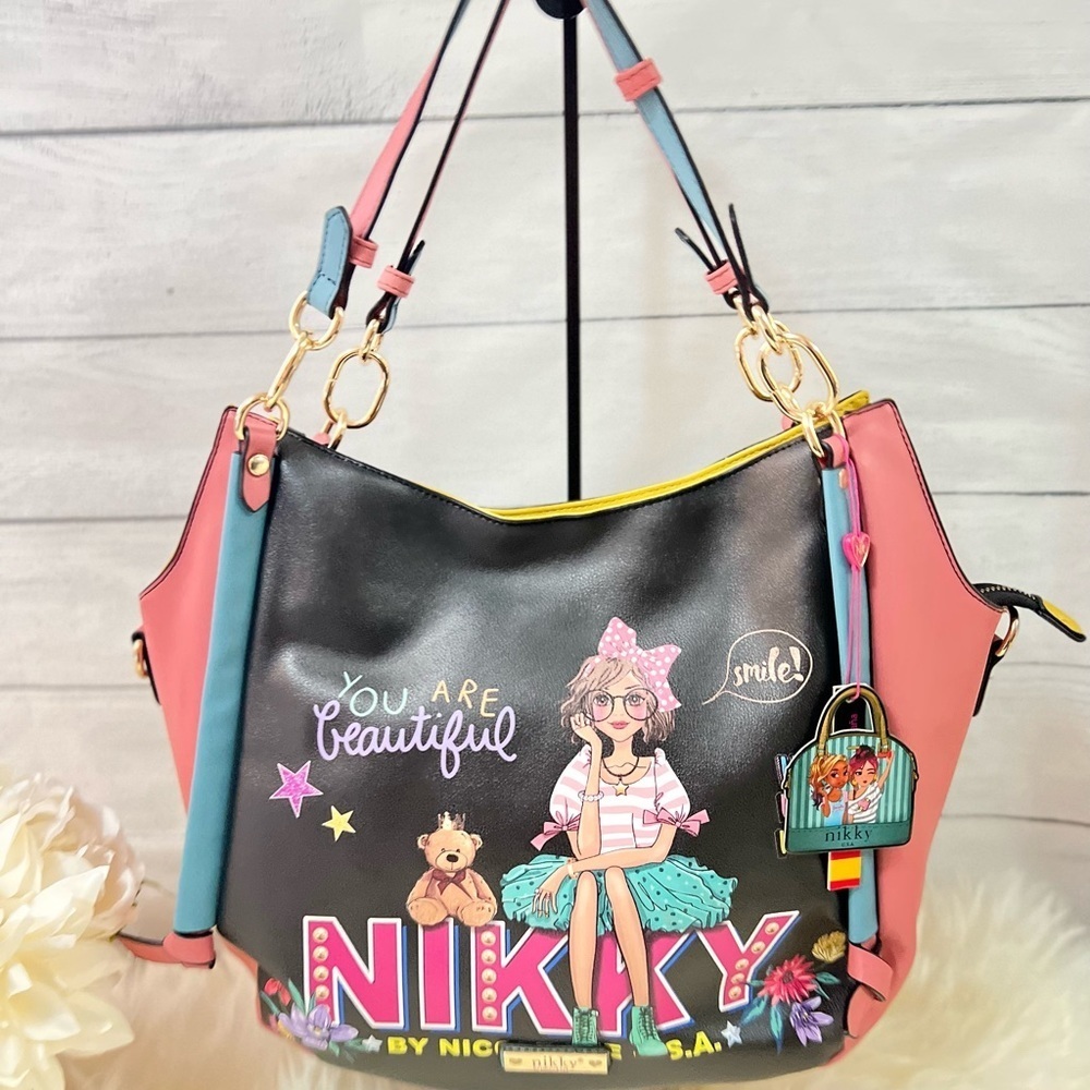 Women Nikky Lee ShoulderBag  Eye Contact Multicolors Adjustable Detachable Strap
